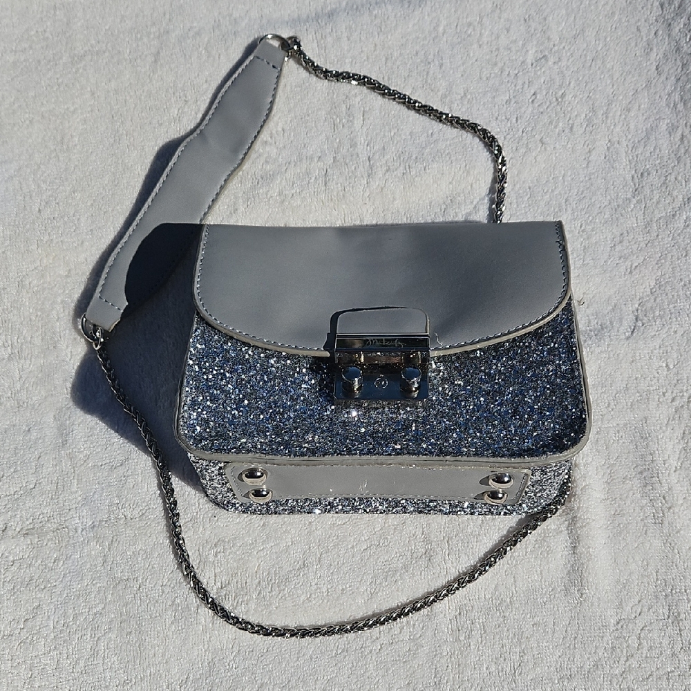 Elegant Silver Glitter Crossbody‎ Bag - Picture 1 of 7